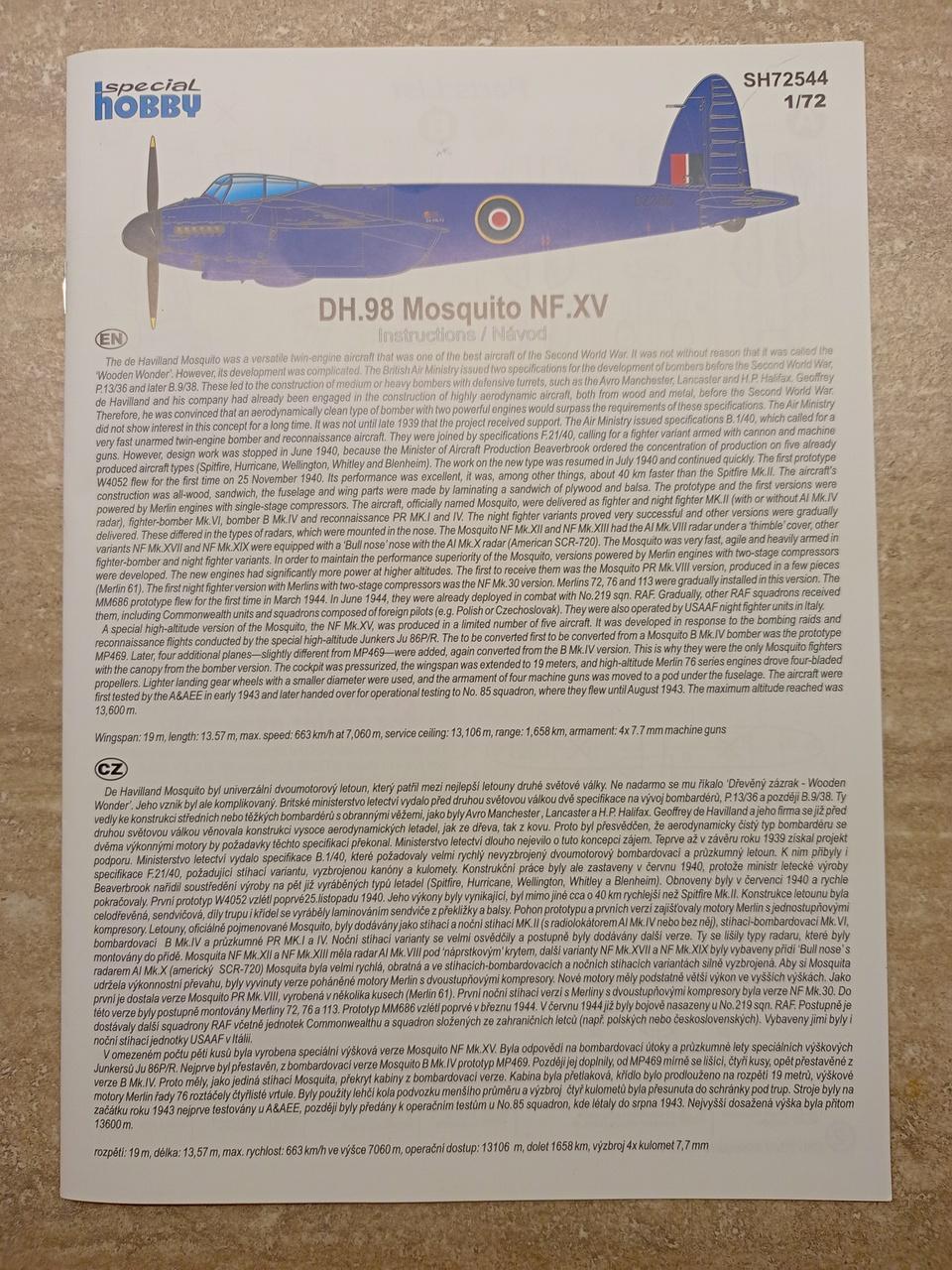 Special Hobby SH72544 DH.98 Mosquito 'High Altitude Night Fighter